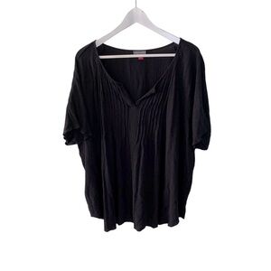 Vince Camuto Black Blouse Women Size 3X V Neck Lightweight Relaxed Fit